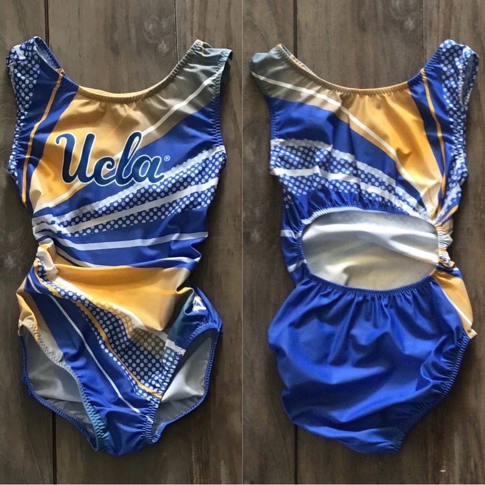 NWT Foxy’s UCLA Bruins Blue Yellow College Gymnastics Leotard Child Youth Sizes